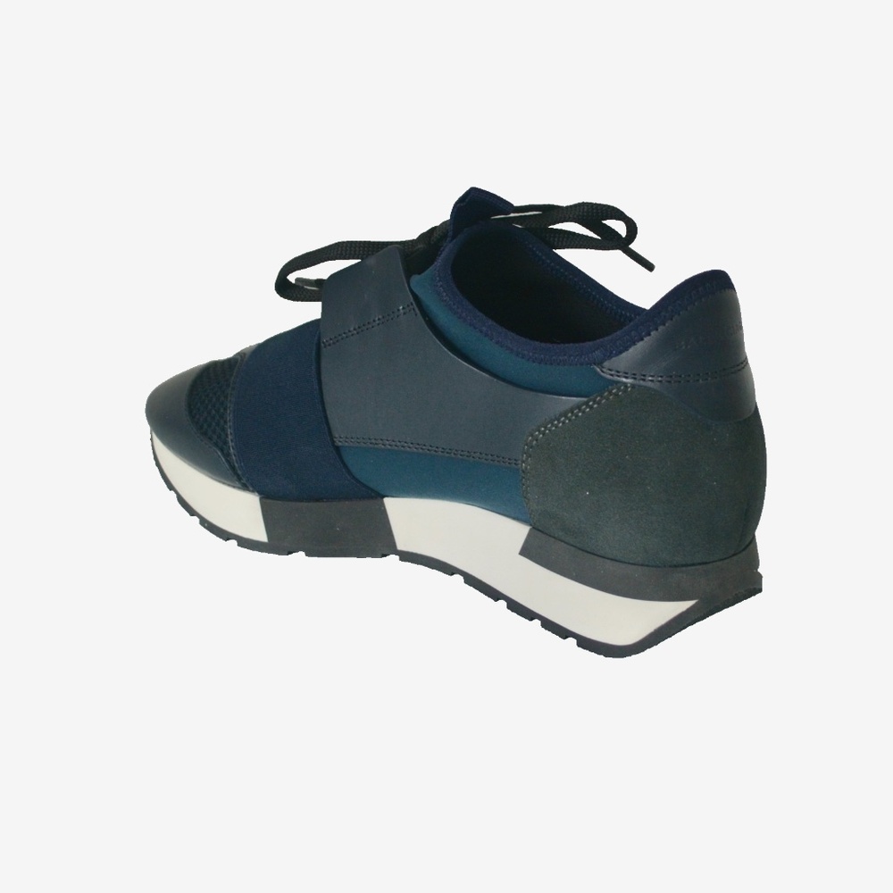 NEW BALENCIAGA WOMENS LEATHER MESH SUEDE RACE RUNNER LOW TOP SNEAKERS - Picture 4 of 9
